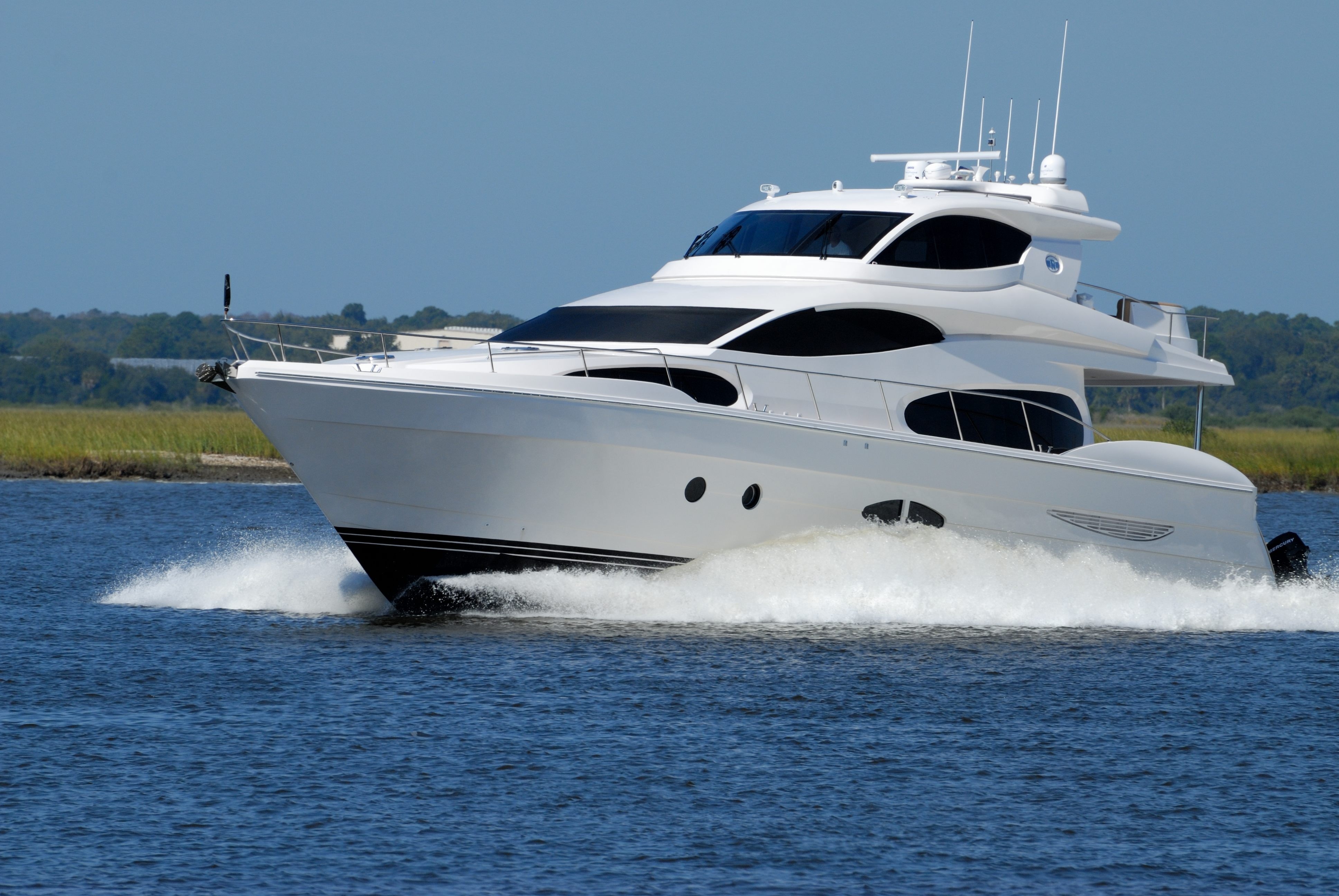 white yatch with shadings